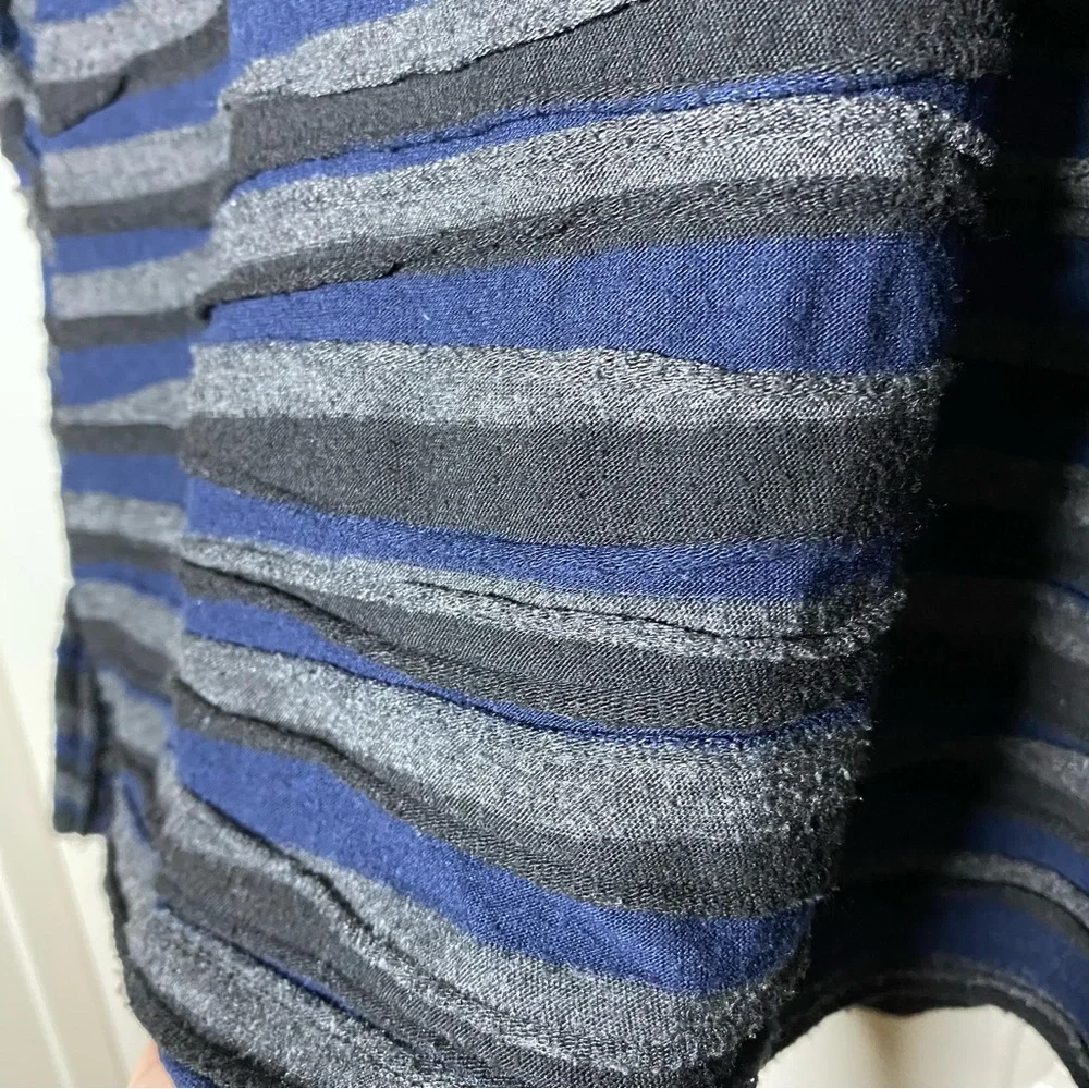 Cut Loose Lagenlook Stripe Textured Long Sleeve Crewneck Shirt Top Size Medium M